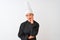 Middle age chef woman wearing uniform and hat standing over isolated white background thinking looking tired and bored with