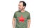 Middle age handsome man wearing t-shirt with revolutionary red star over white background looking to side, relax profile pose with