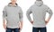 Middle age man in gray sweatshirt template isolated. Male sweatshirts set with mockup, copy space. Sweat shirt design front rear