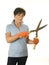 middle age woman gardener hand tool garden shears