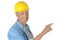 Middle aged Construction Worker Pointing