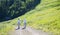 Middle-aged Couple Walking a Trail in the Mountains of Colorado