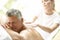 Middle Aged Man Enjoying Massage