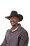 Middle aged man wearing a cowboy hat