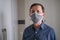 Middle-aged man wears face mask in the Coronavirus  Covid19 pandemic