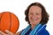 Middle aged woman with basketball