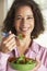 Middle Aged Woman Eating A Salad