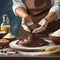 Middle-aged woman\\\'s hands kneading dark chocolate and cereals, flour, dough, oil