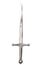 Middle ages weapons, obsolete war fighting and weapon of a knight conceptual idea with shiny medieval steel sword with ornate