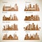 Middle East Cities skylines set. Middle east landmarks vector silhouettes