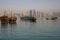 Middle East, Qatar, Doha, Harbour Boats & West Bay Central Financial District from East Bay District