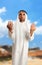 Middle eastern arab man with arms outstretched