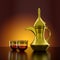 Middle Eastern Arabic Coffee Dallah Pot with Cups A symbol of Arabian Hospitality 3D Illustration