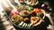 Middle Eastern Feast: Hummus, Falafel, and Fresh Vegetables, AI Generated