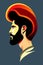 Middle eastern male portrait in profile, 1960s poster style, vector illustration