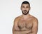 Middle Eastern Man Bare Chest Studio Portrait