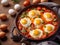 Middle-Eastern Shakshuka: Poached Eggs in Spicy Tomato Sauce, Served in a Skillet