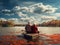 in the middle of the river two elderly people take a pleasant boat ride