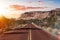 Middle of the road view of a scenic route in American Canyons Mountain Landscape