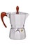 Middle sized metal geyser coffee pot, coffee maker isolated