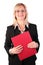 Middleaged businesswoman with red folder