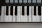 MIDI keyboard synthesizer keys closeup for electronic music