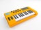 Midi keyboard on white background.