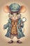 midjourney generative illustration of a cute detective mouse