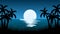 Midnight Beach Illustration with fullmoon Stock Illustration