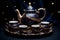 Midnight blue porcelain tea set