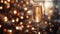 Midnight Celebration: Glittering Champagne Glass amidst Bokeh Lights