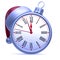 Midnight hour clock face Christmas ball white silver red