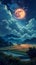 Midnight Magic: A Breathtaking Full Moon Field with a Smoky Sky
