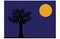 Midnight moon with tree silhouette