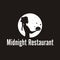 Midnight restaurant logo with maid silhouette vector