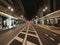 Midnight scene of Shijo Takakura bus stop, the main shopping district in Kyoto, Japan