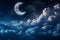 Midnight Serenity: Crescent Moon Amongst Clouds in the Night Sky (AI Generated)