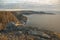 Midnight sun near Nordkapp illuminates north-facing cliffs at 1am