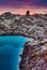 Midnight sun over the Blue Lagoon, iceland