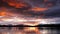 Midnight sunset at Lake Tornetrask in Abisko National Park in Sweden