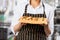 Midsection Of Chef Holding Stuffed Ravioli Pasta