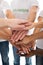 Midsection Of Multiethnic Volunteers Piling Hands