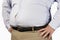 Midsection Of An Obese Man Wearing Tight Formal Shirt