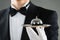 Midsection Of Waiter Holding Service Bell In Plate