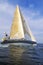 Midshipmen from the U.S. Naval Academy practice sailing skills in Chesapeake Bay, near Annapolis, Maryland