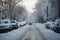In the midst of an abnormally cold winter, the frozen street exudes an icy atmosphere