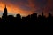 Midtown Manhattan skyline with sunset illustration