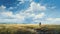 Midwest Grassland: A Realistic Landscape Painting With Expansive Skies