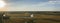Midwest river valley sunset panorama