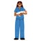 A midwife or a doctor with a newborn. A woman nurse, doctor or midwife smiles in a blue uniform, standing tall, holding